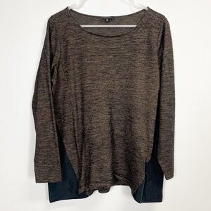 Lafayette 148 New York Shirt Womens Size XL Black Bronze Wool Blend Top Knit